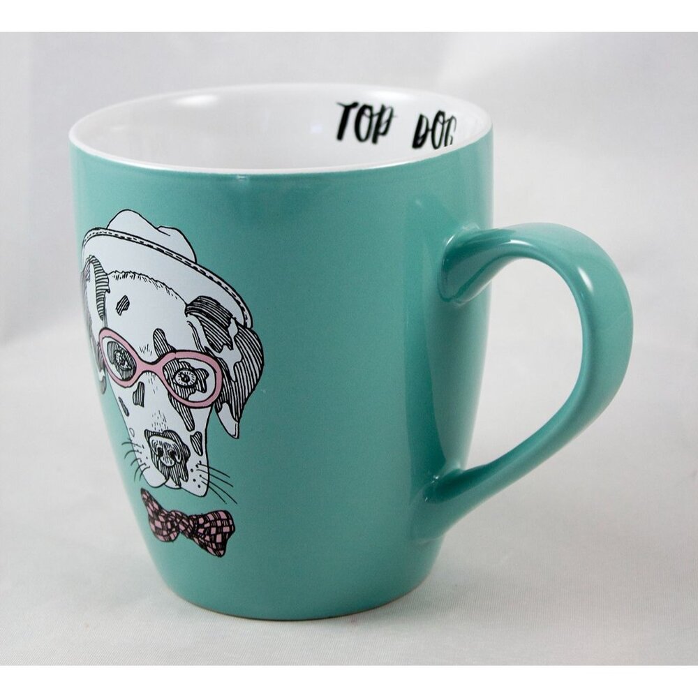 Clay Art Top Dog 23oz Ceramic Jumbo Mug Dalmatian w/Glasses Bow Tie Hat 5" Tall